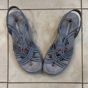 Skechers Sandals Womens 8 Reggae Slim-Slip Spliced Gore Strappy Slingback Gray